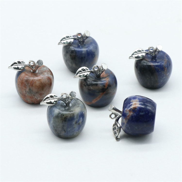 20mm Reiki Healing Crystal Apple Stone Gemstone Carved Fruit Statue Ornament For Home Decor