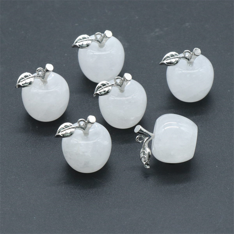 20mm Reiki Healing Crystal Apple Stone Gemstone Carved Fruit Statue Ornament For Home Decor