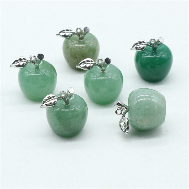 20mm Reiki Healing Crystal Apple Stone Gemstone Carved Fruit Statue Ornament For Home Decor