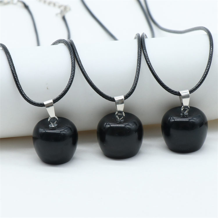 Natural Crystal Amethysts Pendants Rose Pink Quartz Apple Stone Pendant Necklaces Jewelry For Female Women
