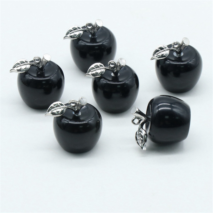 20mm Reiki Healing Crystal Apple Stone Gemstone Carved Fruit Statue Ornament For Home Decor