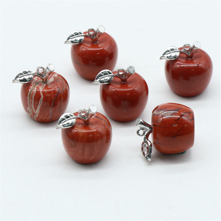 20mm Reiki Healing Crystal Apple Stone Gemstone Carved Fruit Statue Ornament For Home Decor