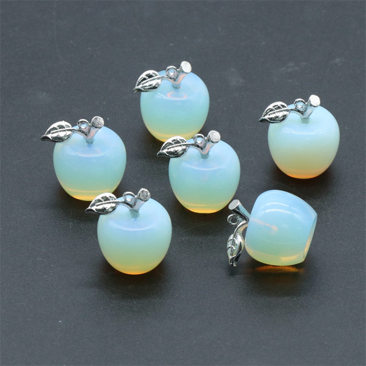 20mm Reiki Healing Crystal Apple Stone Gemstone Carved Fruit Statue Ornament For Home Decor