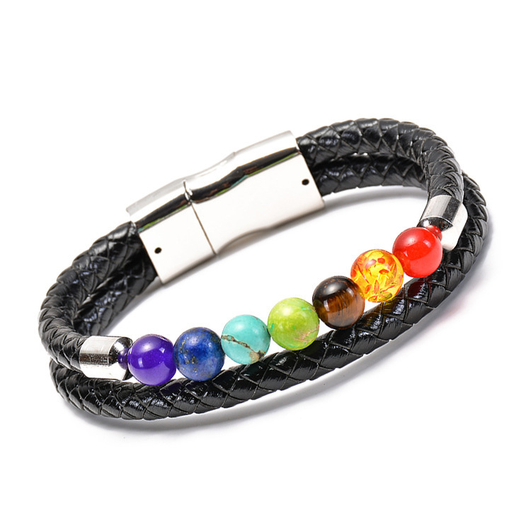 Fashion High Quality Colorful Charkra Beads Bracelet,Hot Handmade Gemstone Beads Charm Men Bracelet Jewelry