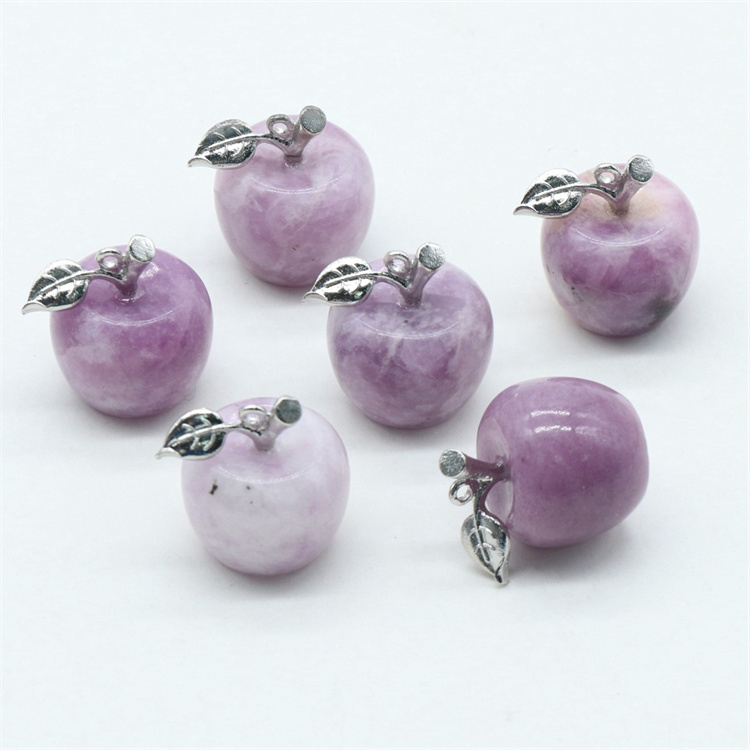 20mm Reiki Healing Crystal Apple Stone Gemstone Carved Fruit Statue Ornament For Home Decor