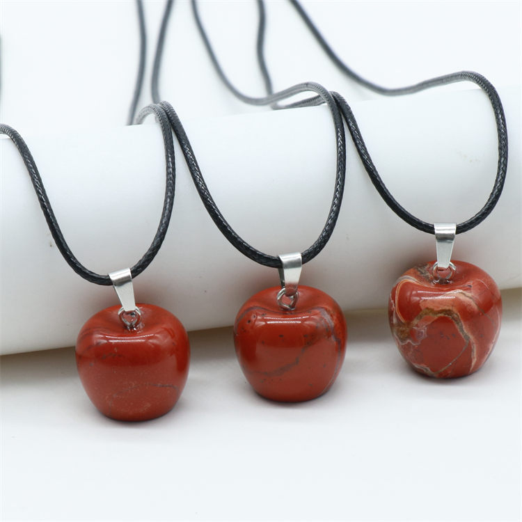 Natural Crystal Amethysts Pendants Rose Pink Quartz Apple Stone Pendant Necklaces Jewelry For Female Women