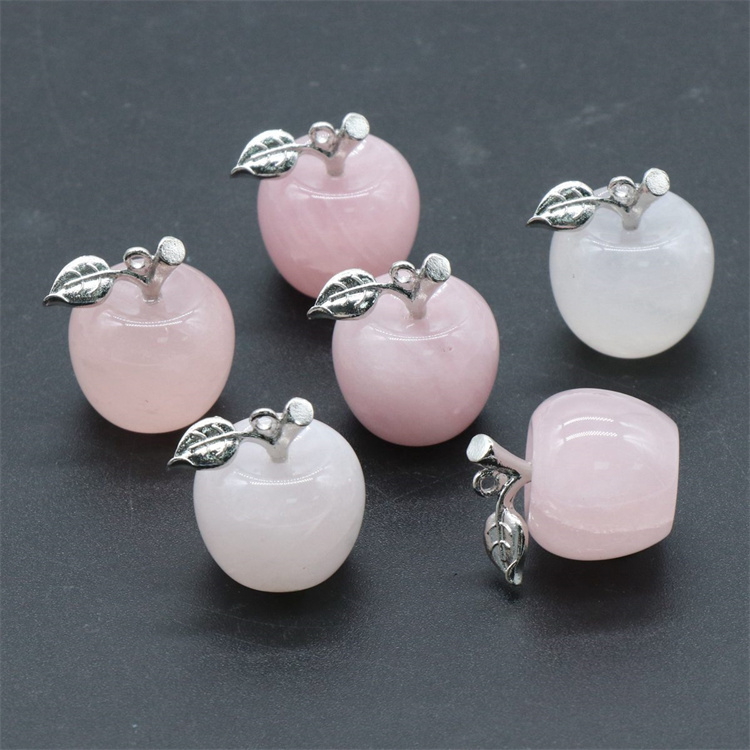 20mm Reiki Healing Crystal Apple Stone Gemstone Carved Fruit Statue Ornament For Home Decor