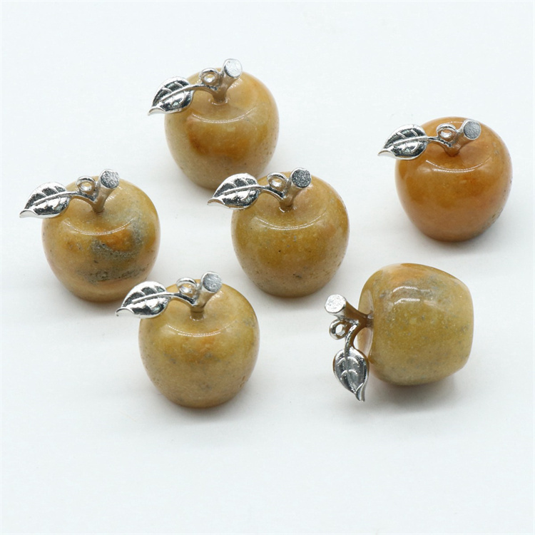 20mm Reiki Healing Crystal Apple Stone Gemstone Carved Fruit Statue Ornament For Home Decor