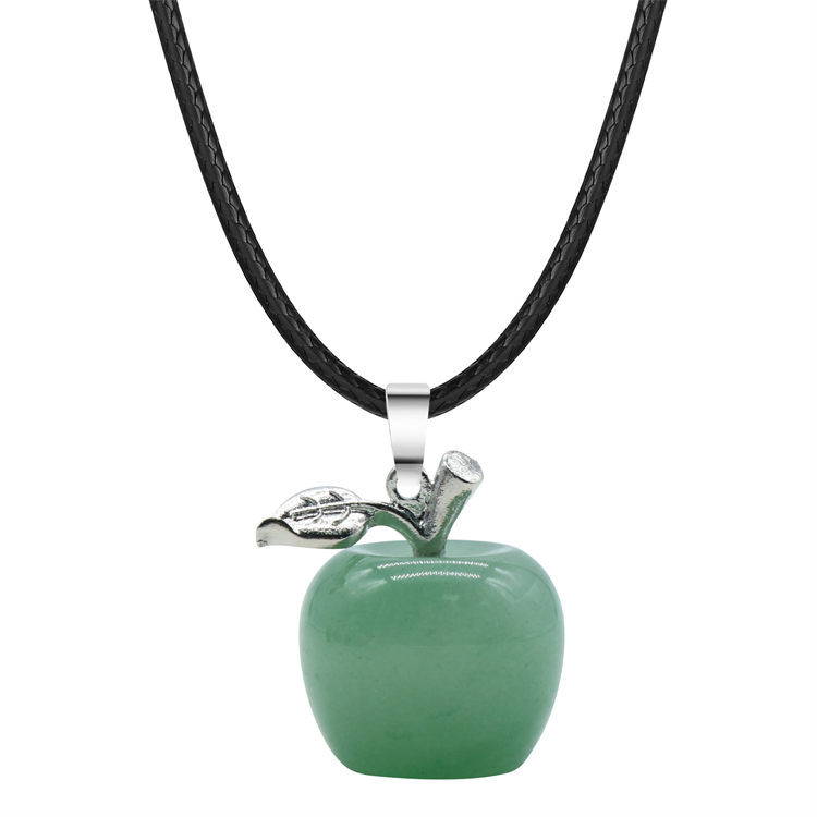 Fashion Natural Gem Stone Crystal Amethyst Tiger Eye Fruit Apple Charm Pendant Necklace Women Necklaces Jewelry