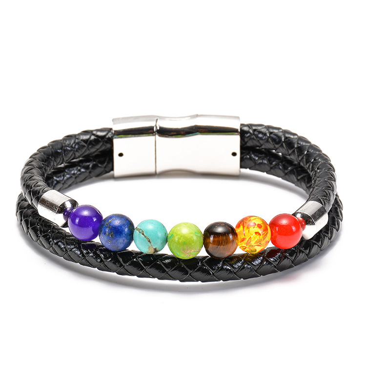 Fashion High Quality Colorful Charkra Beads Bracelet,Hot Handmade Gemstone Beads Charm Men Bracelet Jewelry
