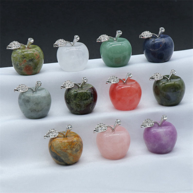 Wholesale Natural High Quality Crystal Apple Christmas Peace Fruit Gift Healing Crystal Apple For Pendant Jewelry Making