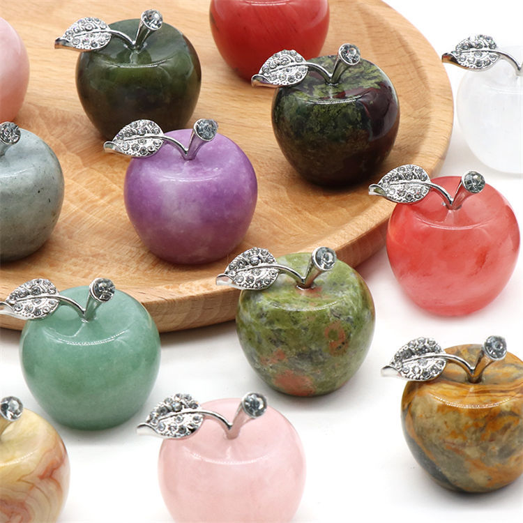 35mm Natural High Quality Mix Material Pumpkins Crystal Crafts Diamond Gemstone Apple Christmas Gift For Decoration