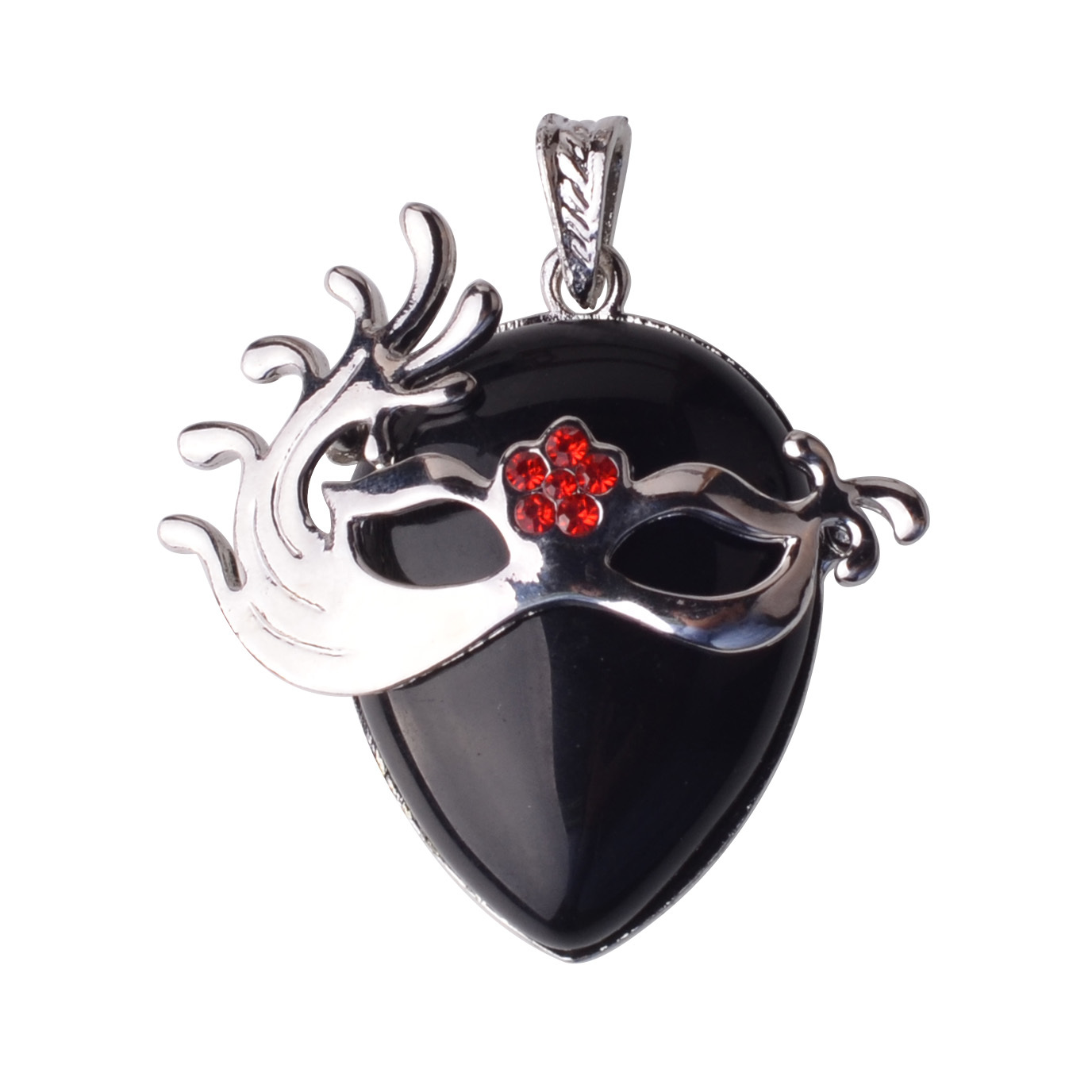Charm Colorful Semi Precious Stone Green Aventurine Mask Pendant Necklace With Silver Finding