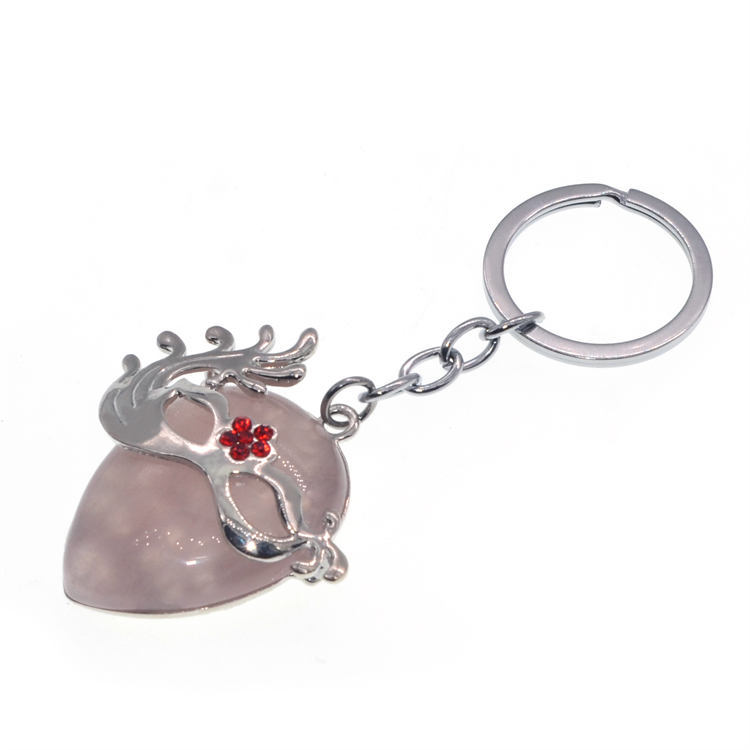 Natural Crystal Pendant Keychain (Silver) Amethyst Quartz Gemstone Fox Dancing  Chakra Healing Point