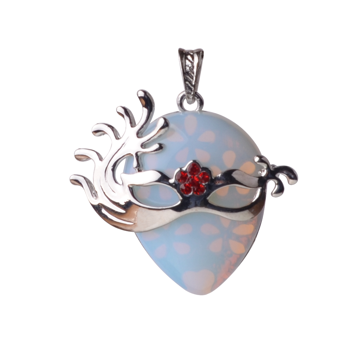Charm Colorful Semi Precious Stone Green Aventurine Mask Pendant Necklace With Silver Finding