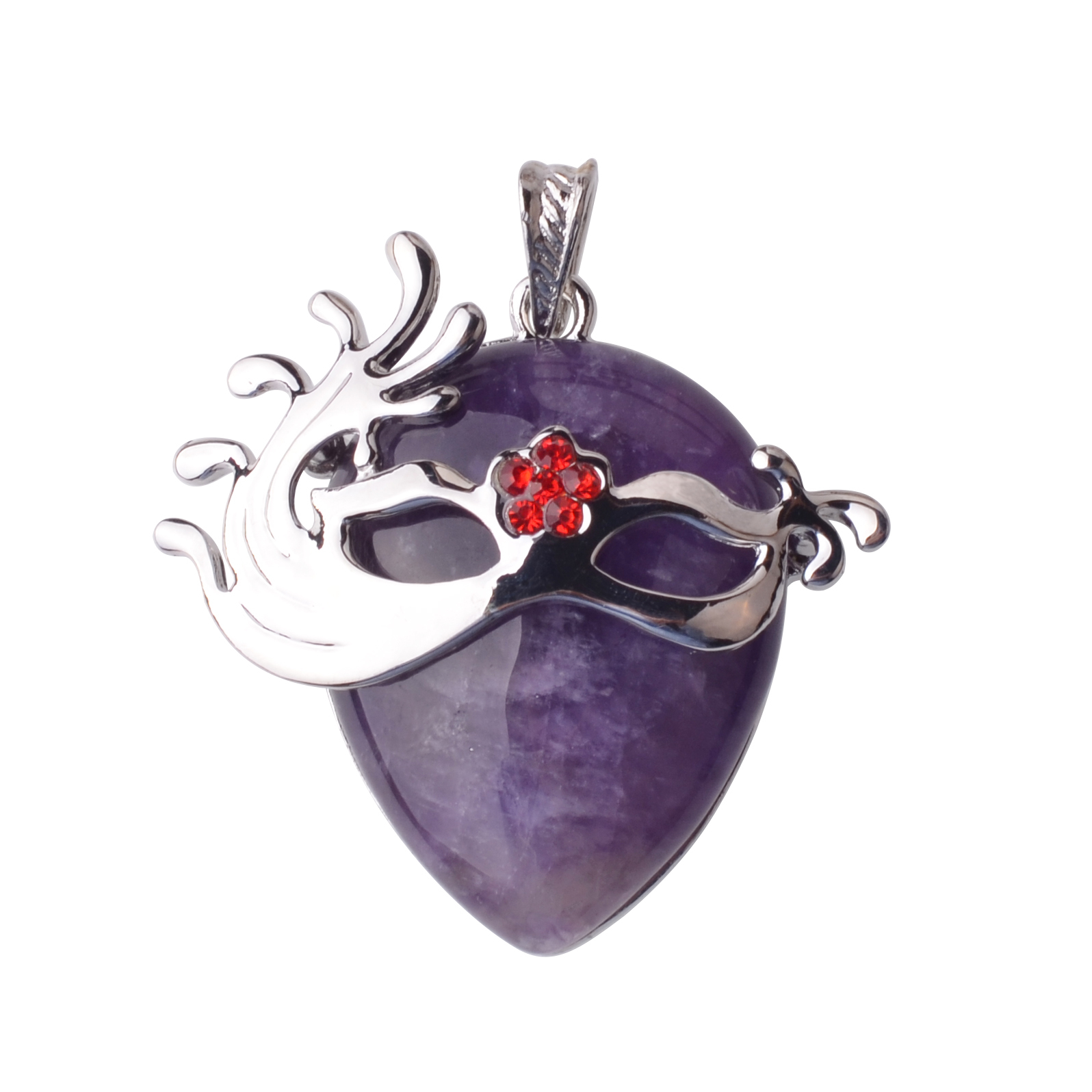 Charm Colorful Semi Precious Stone Green Aventurine Mask Pendant Necklace With Silver Finding