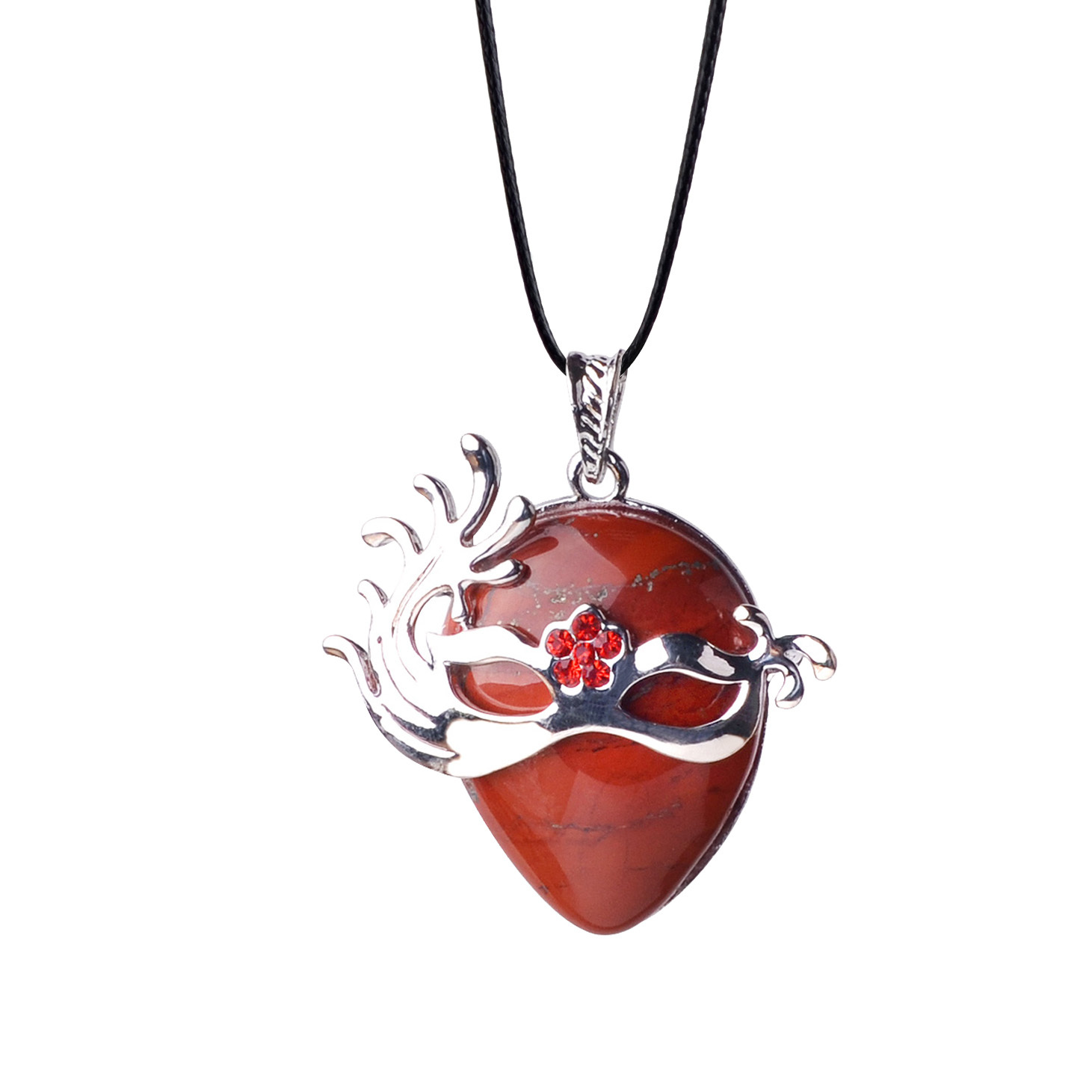 Fashion Crystal Stone Green Aventurine Heart Pendant Necklace with Silver and Gold Chain for Women Jewelry