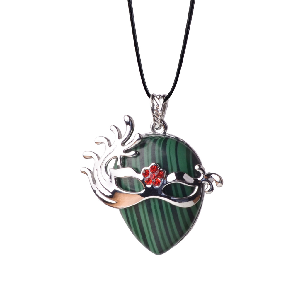 Fashion Crystal Stone Green Aventurine Heart Pendant Necklace with Silver and Gold Chain for Women Jewelry