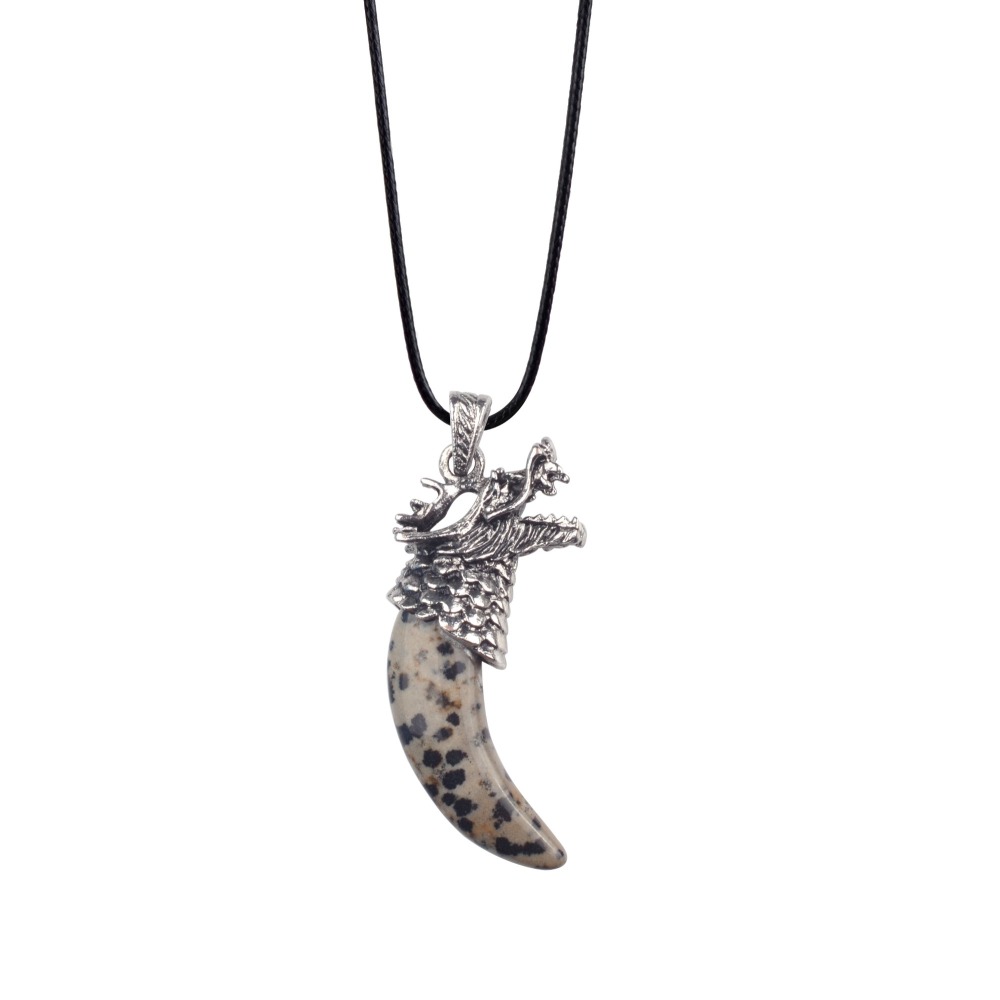 Titanium Dragon Black Wolf Teeth Trio Cycling Men's Necklace Pendant