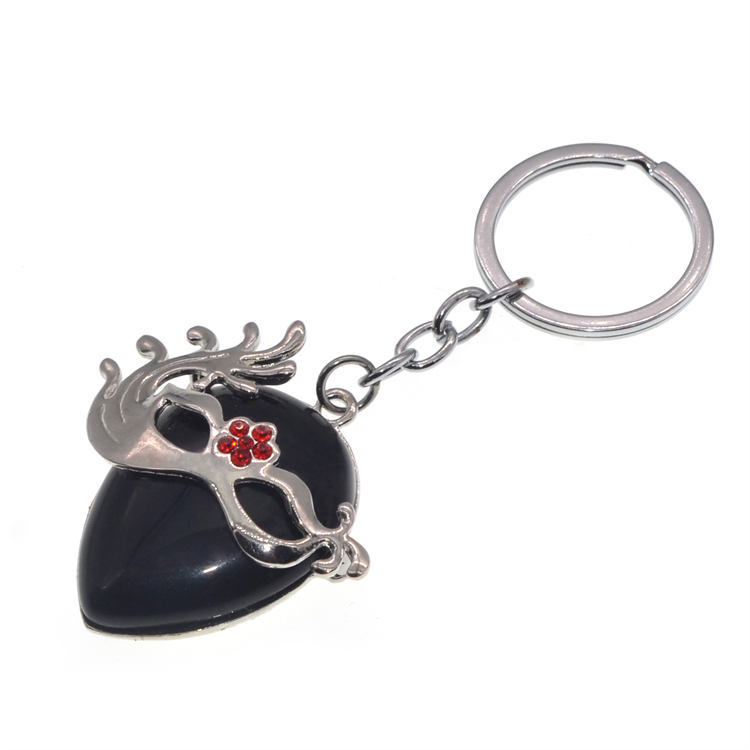 Natural Crystal Pendant Keychain (Silver) Amethyst Quartz Gemstone Fox Dancing  Chakra Healing Point