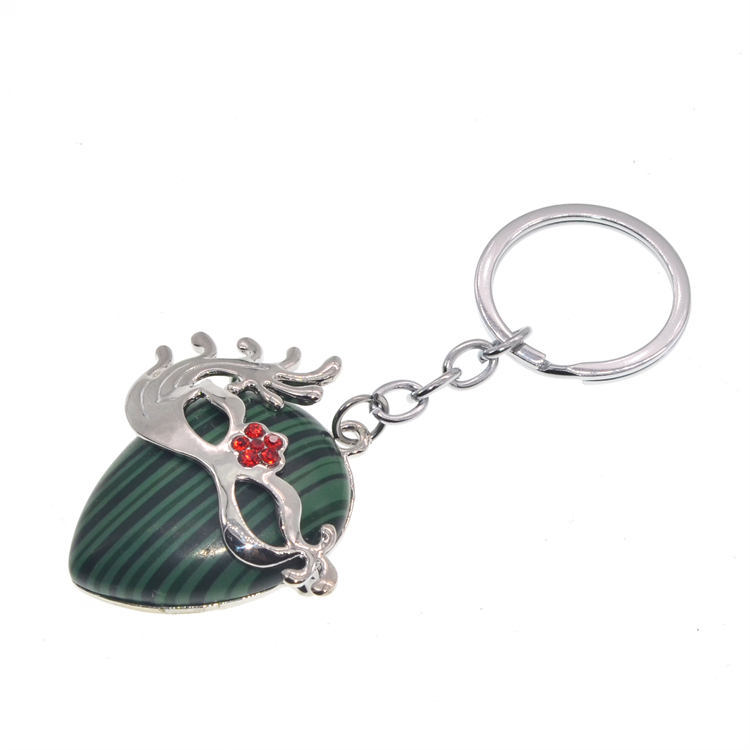Natural Crystal Pendant Keychain (Silver) Amethyst Quartz Gemstone Fox Dancing  Chakra Healing Point