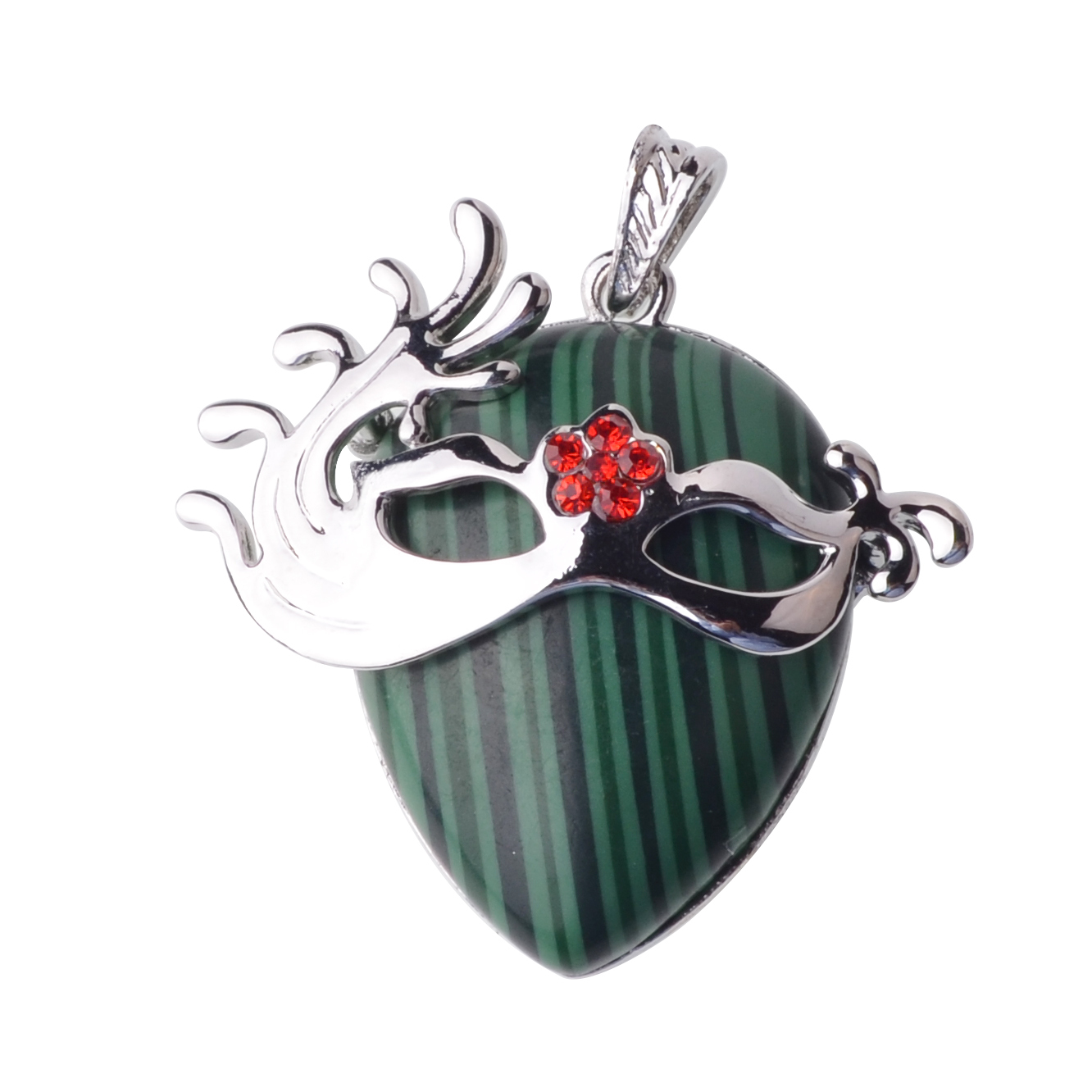 Charm Colorful Semi Precious Stone Green Aventurine Mask Pendant Necklace With Silver Finding