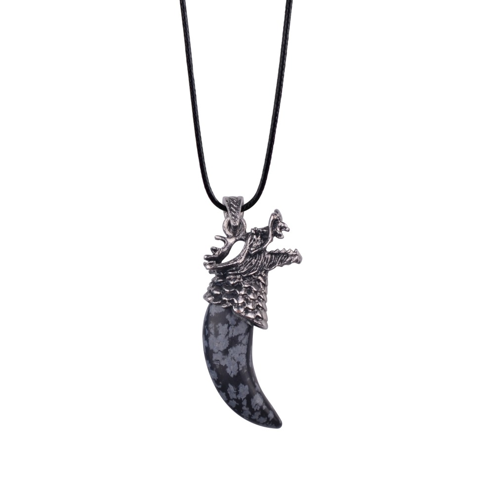 Titanium Dragon Black Wolf Teeth Trio Cycling Men's Necklace Pendant