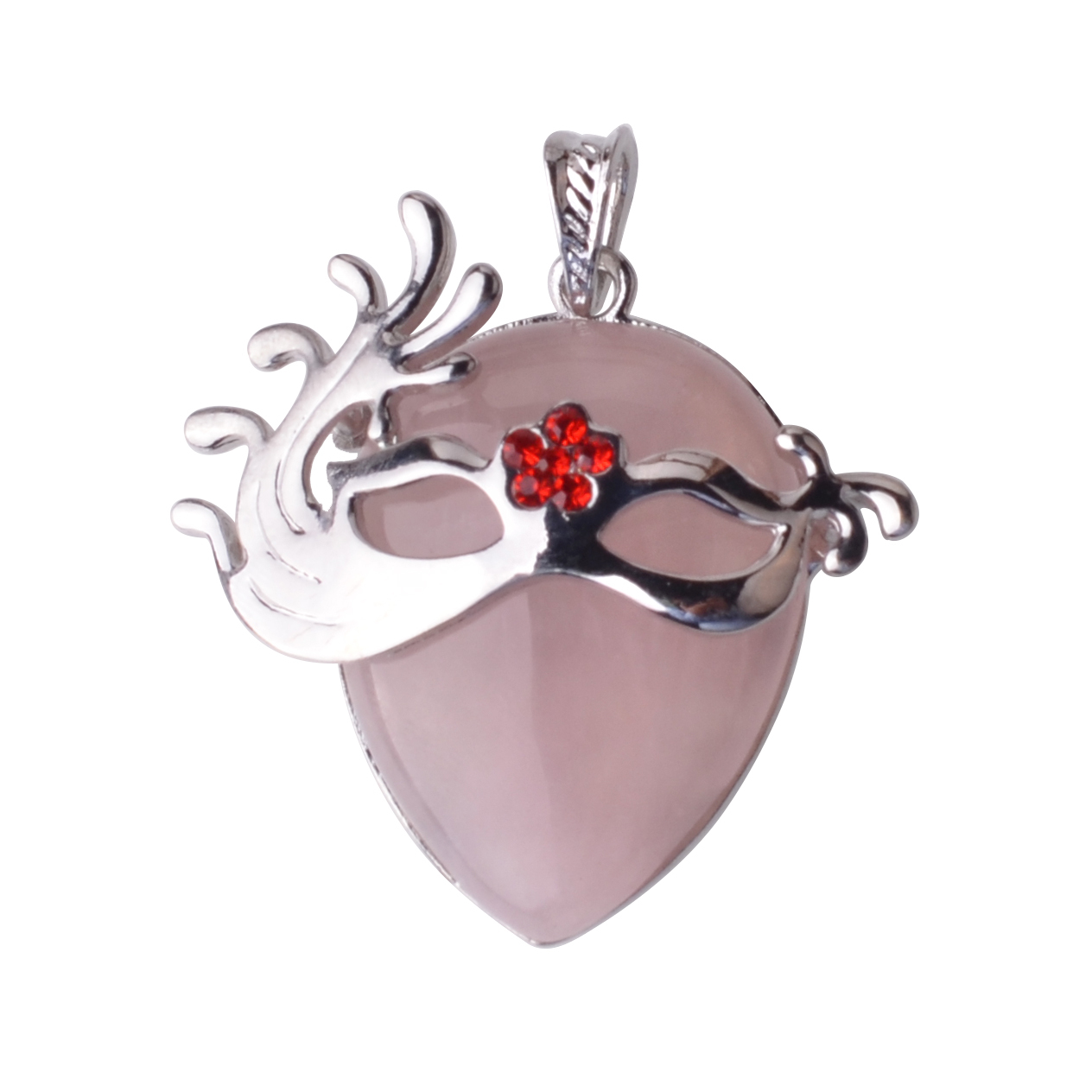 Charm Colorful Semi Precious Stone Green Aventurine Mask Pendant Necklace With Silver Finding
