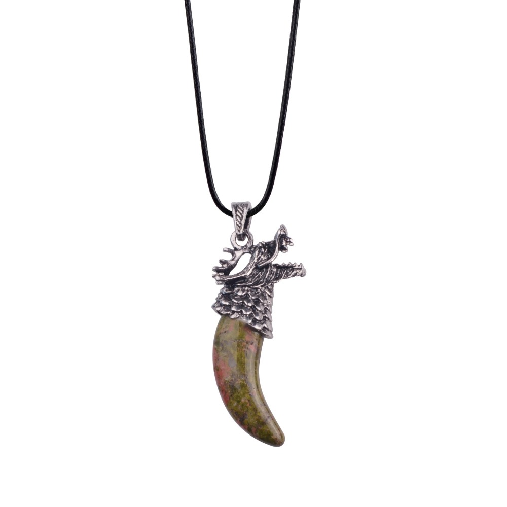 Titanium Dragon Black Wolf Teeth Trio Cycling Men's Necklace Pendant