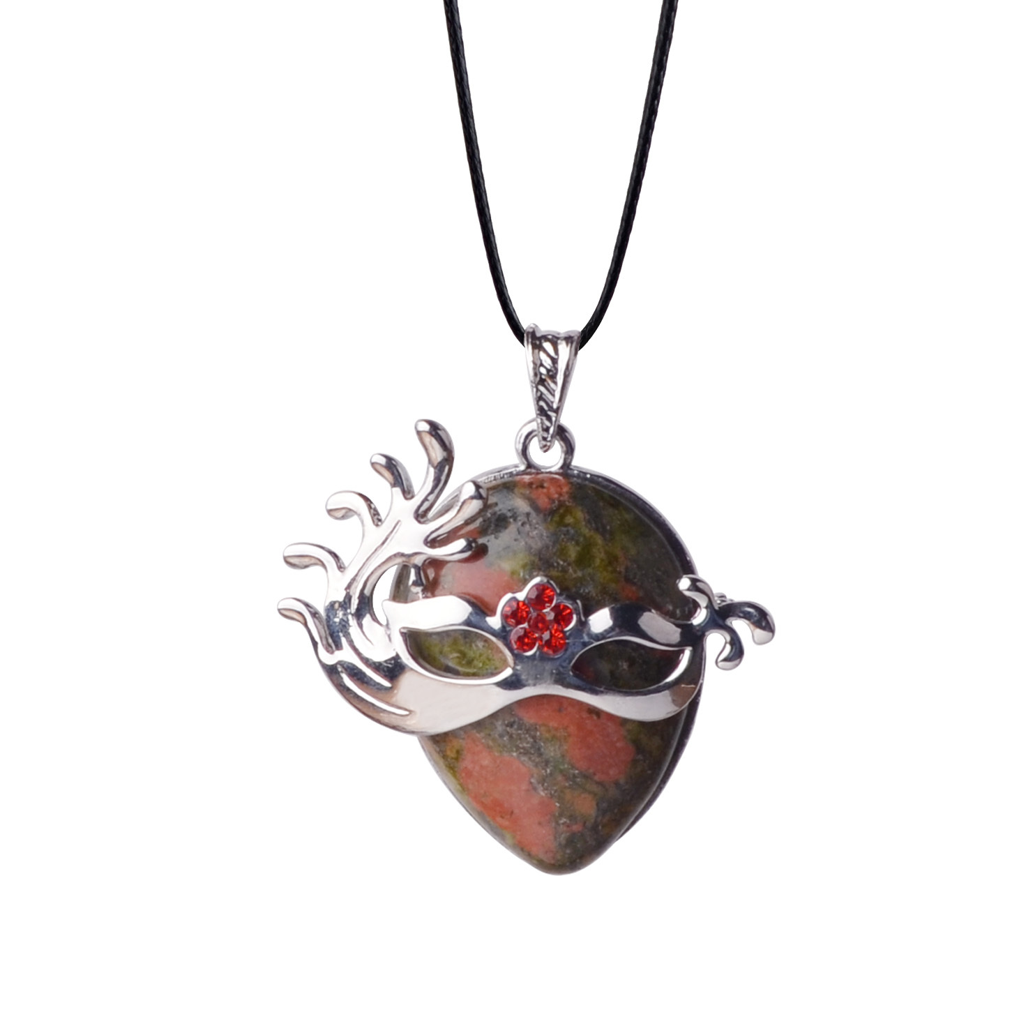 Fashion Crystal Stone Green Aventurine Heart Pendant Necklace with Silver and Gold Chain for Women Jewelry