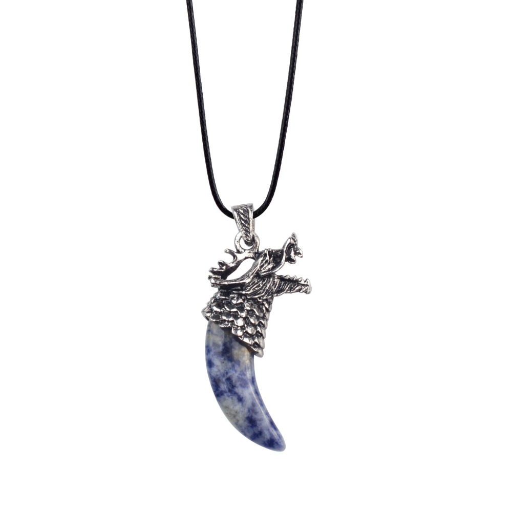 Titanium Dragon Black Wolf Teeth Trio Cycling Men's Necklace Pendant