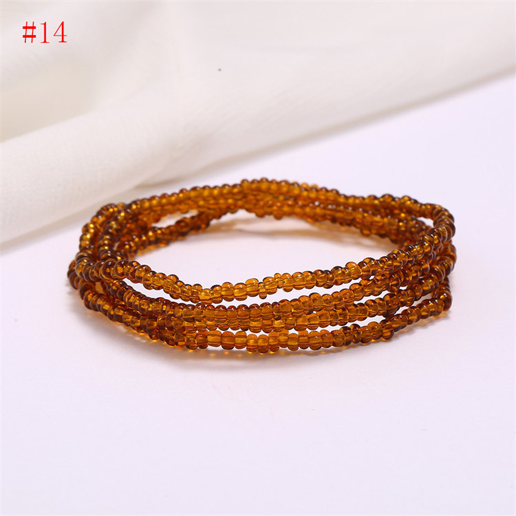 Women Boho Layered Waist Beads Elastic Belly Beads Body Chain Colorful Beach Bikini Body Jewelry Accessories