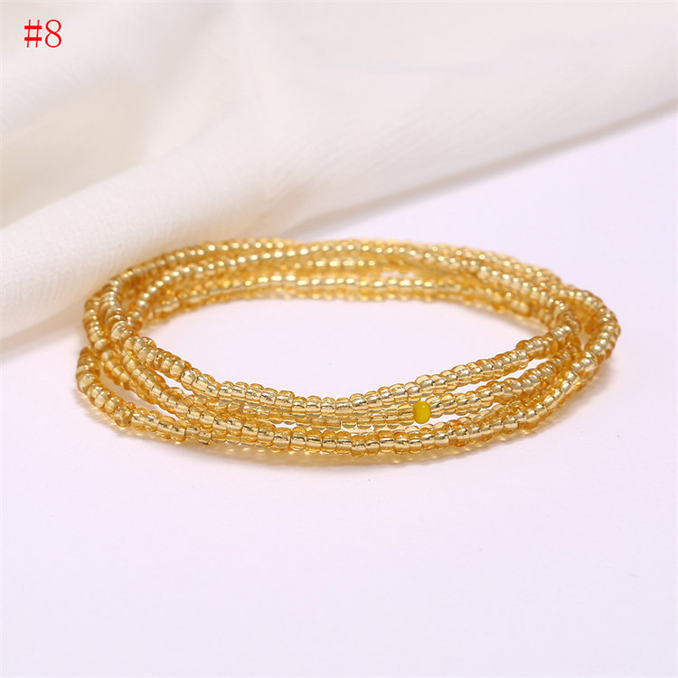 Women Boho Layered Waist Beads Elastic Belly Beads Body Chain Colorful Beach Bikini Body Jewelry Accessories