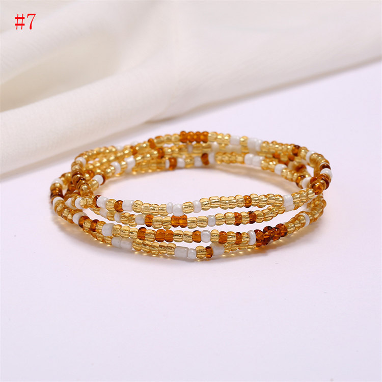 Women Boho Layered Waist Beads Elastic Belly Beads Body Chain Colorful Beach Bikini Body Jewelry Accessories