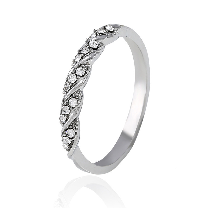 Fashion Lady Twist Ring 14K Solid Rose Gold Twist Ring Cubic Zirconia Diamond Ring Wedding Jewelry