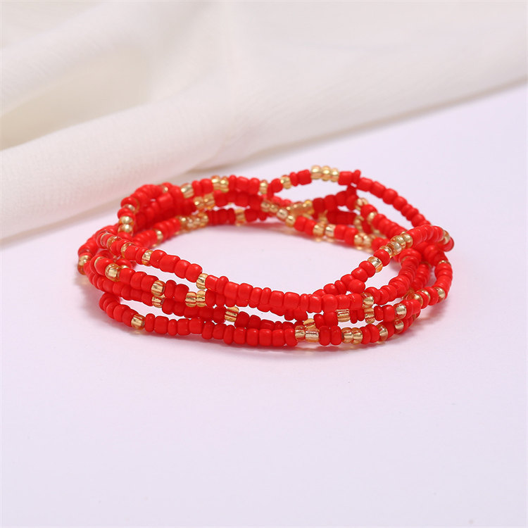 Women Boho Layered Waist Beads Elastic Belly Beads Body Chain Colorful Beach Bikini Body Jewelry Accessories