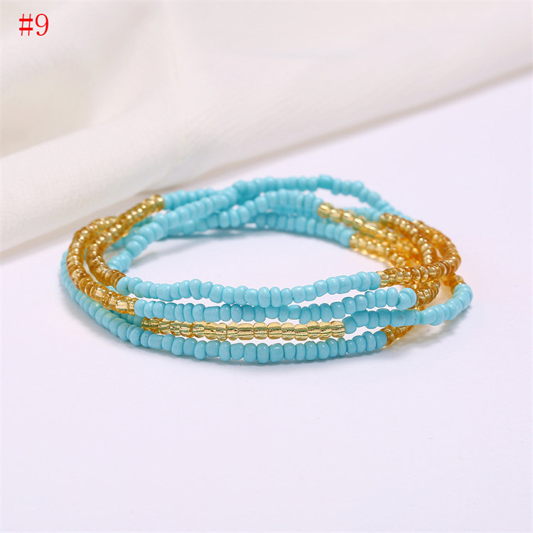 Women Boho Layered Waist Beads Elastic Belly Beads Body Chain Colorful Beach Bikini Body Jewelry Accessories
