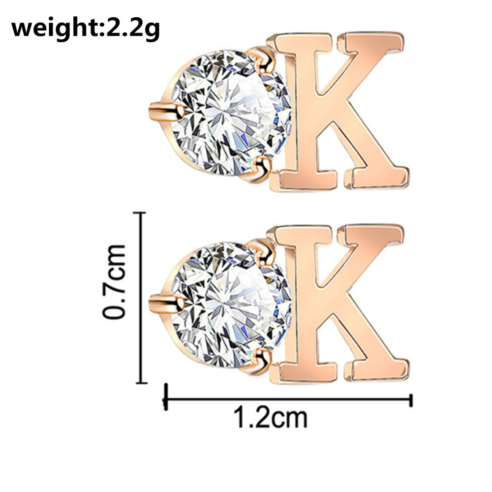Fashion 925 Sterling Silver CZ Simulated Diamond Stud Earrings Fashion Cool wind Alphabet A W OK  Letter Initial Earrings