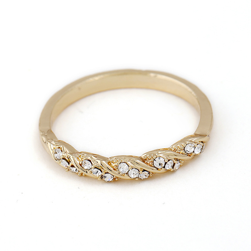Fashion Lady Twist Ring 14K Solid Rose Gold Twist Ring Cubic Zirconia Diamond Ring Wedding Jewelry