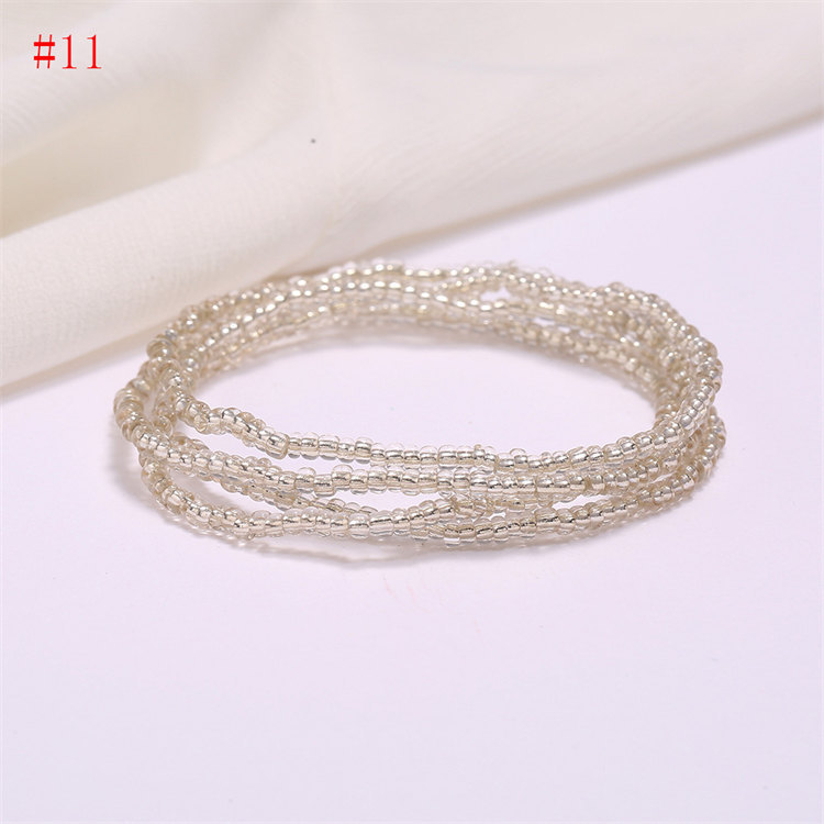 Women Boho Layered Waist Beads Elastic Belly Beads Body Chain Colorful Beach Bikini Body Jewelry Accessories