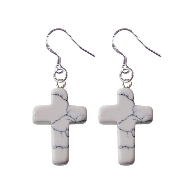Natural Quartz Crystal Healing Gemstone Cross Pendant Earrings Pendulum Pendant Lucky Earrings Jewelry For Women Jewelry Making