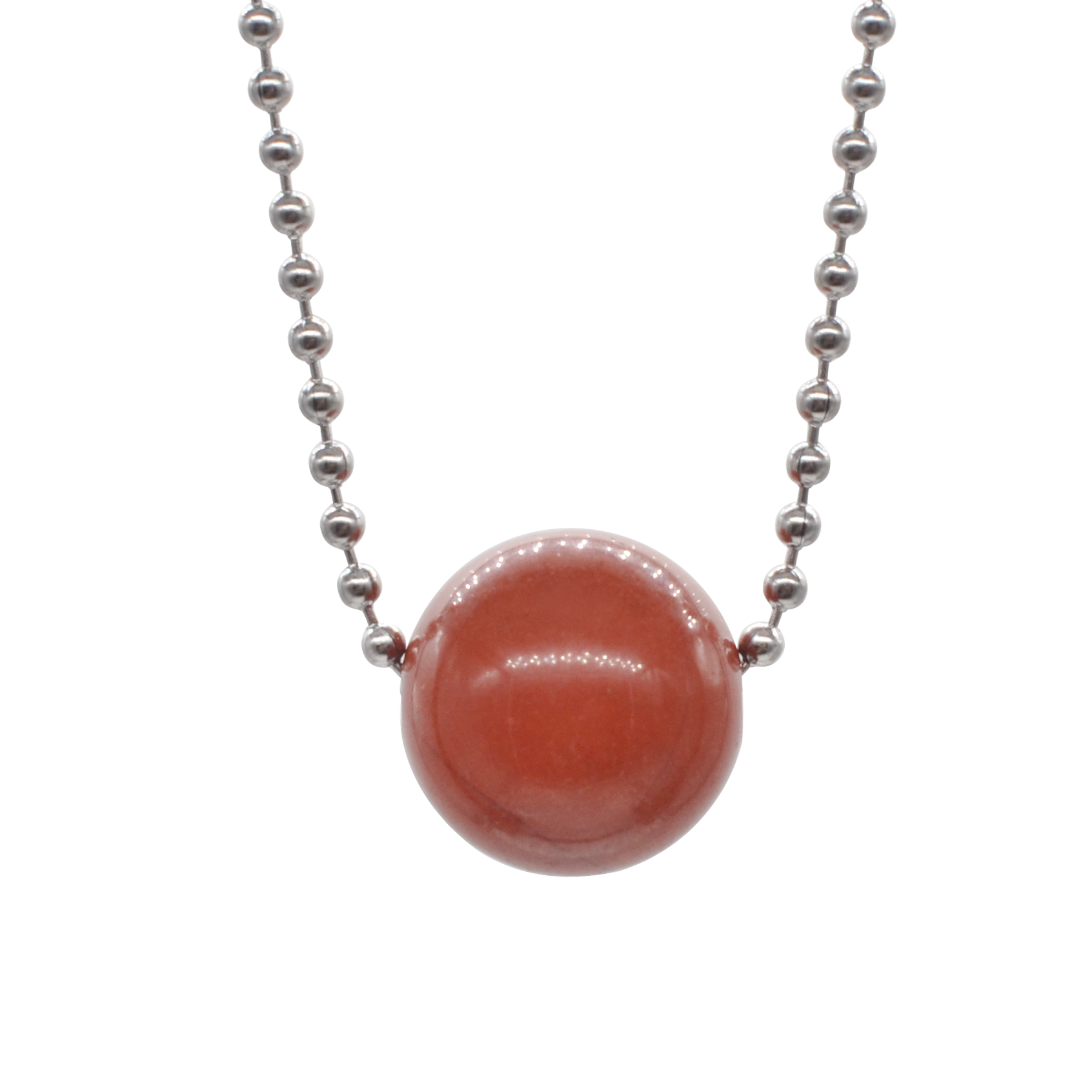 Natural 18MM Gemstone Crystal Sphere Beads Necklace with 60CM Chain