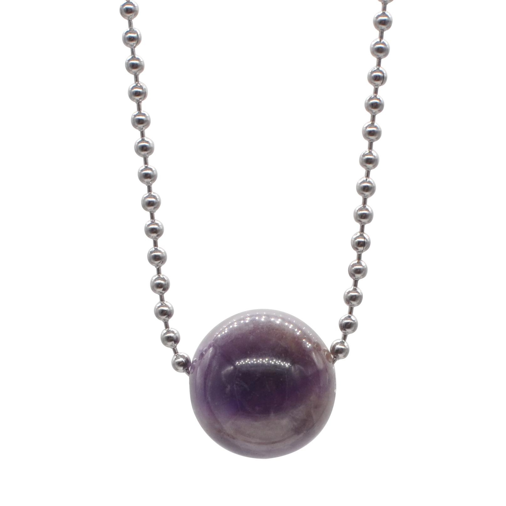 Natural 18MM Gemstone Crystal Sphere Beads Necklace with 60CM Chain