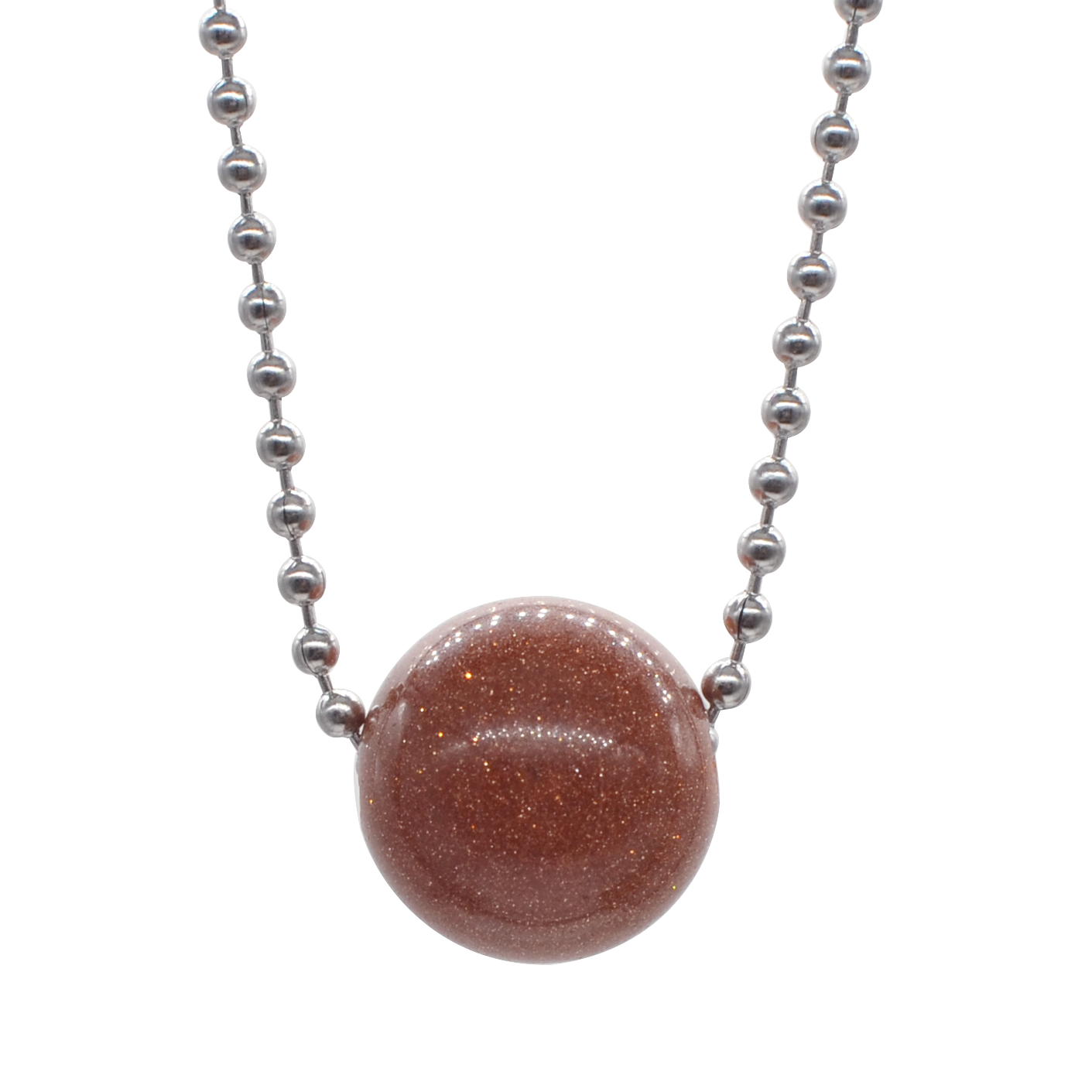 Natural 18MM Gemstone Crystal Sphere Beads Necklace with 60CM Chain