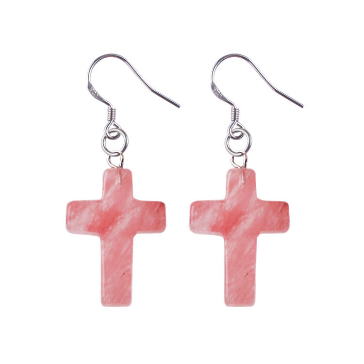 Natural Quartz Crystal Healing Gemstone Cross Pendant Earrings Pendulum Pendant Lucky Earrings Jewelry For Women Jewelry Making