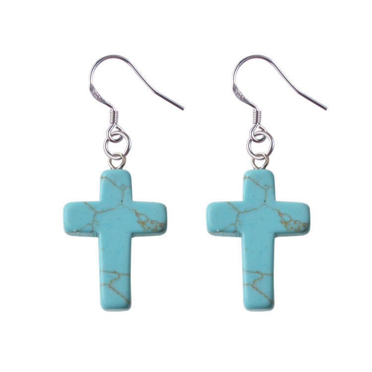 Natural Quartz Crystal Healing Gemstone Cross Pendant Earrings Pendulum Pendant Lucky Earrings Jewelry For Women Jewelry Making