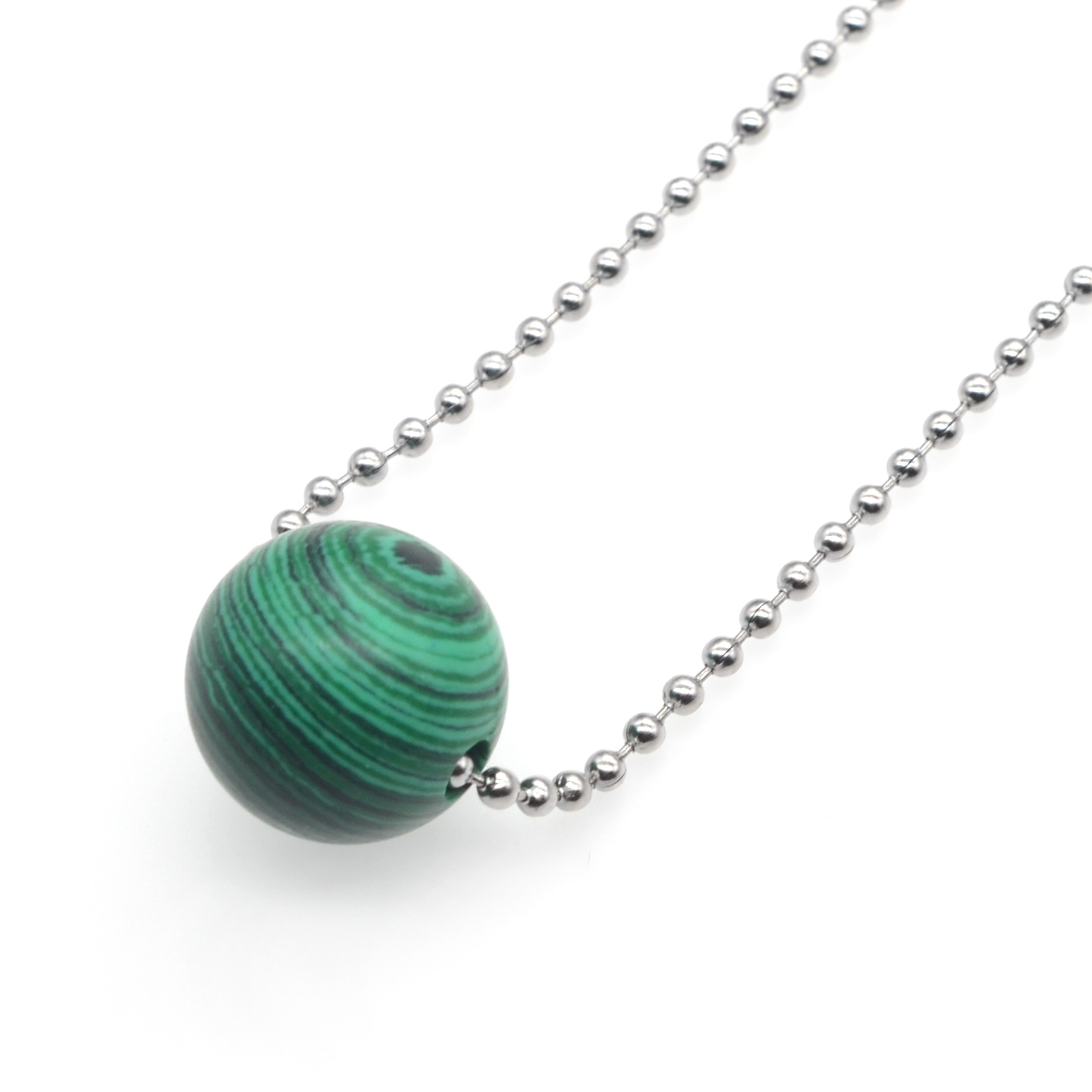 Natural 18MM Gemstone Crystal Sphere Beads Necklace with 60CM Chain