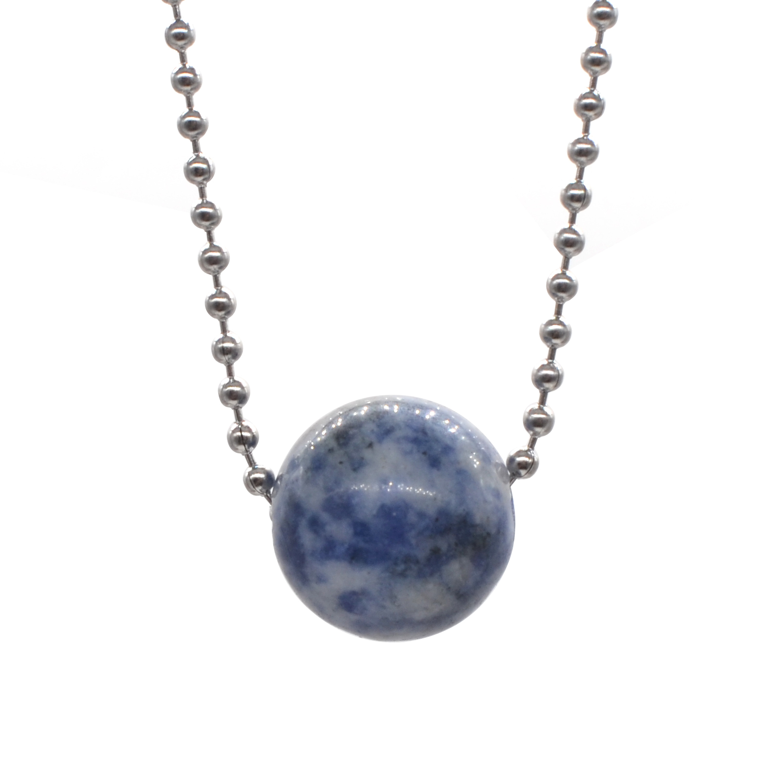 Natural 18MM Gemstone Crystal Sphere Beads Necklace with 60CM Chain