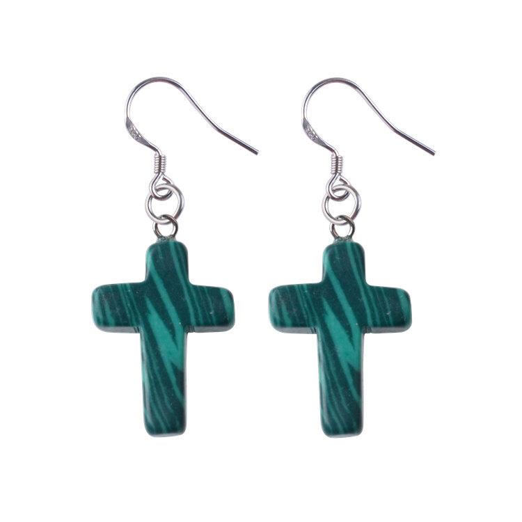 Natural Quartz Crystal Healing Gemstone Cross Pendant Earrings Pendulum Pendant Lucky Earrings Jewelry For Women Jewelry Making