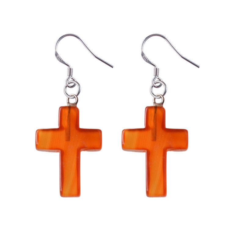 Natural Quartz Crystal Healing Gemstone Cross Pendant Earrings Pendulum Pendant Lucky Earrings Jewelry For Women Jewelry Making